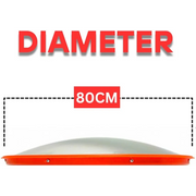 orange convex mirror for improving visibility around blind corners and pathways