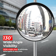 black outdoor convex mirror for blind spot awareness and protection