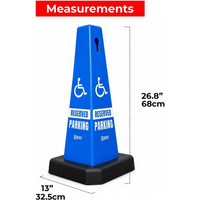 blue disabled parking marker cone with weighted base for secure placement