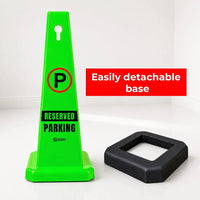 green commercial parking cone with weighted base for parking facilities