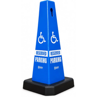 blue disabled parking cone with weighted base for accessible parking areas