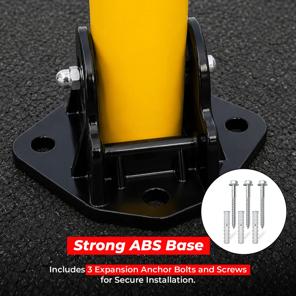 yellow folding parking post with reflective visibility strips