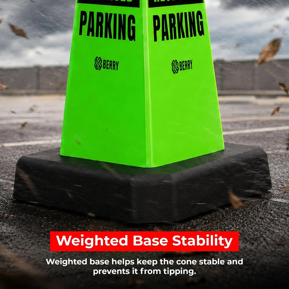 green parking marker cone with weighted base for parking guidance