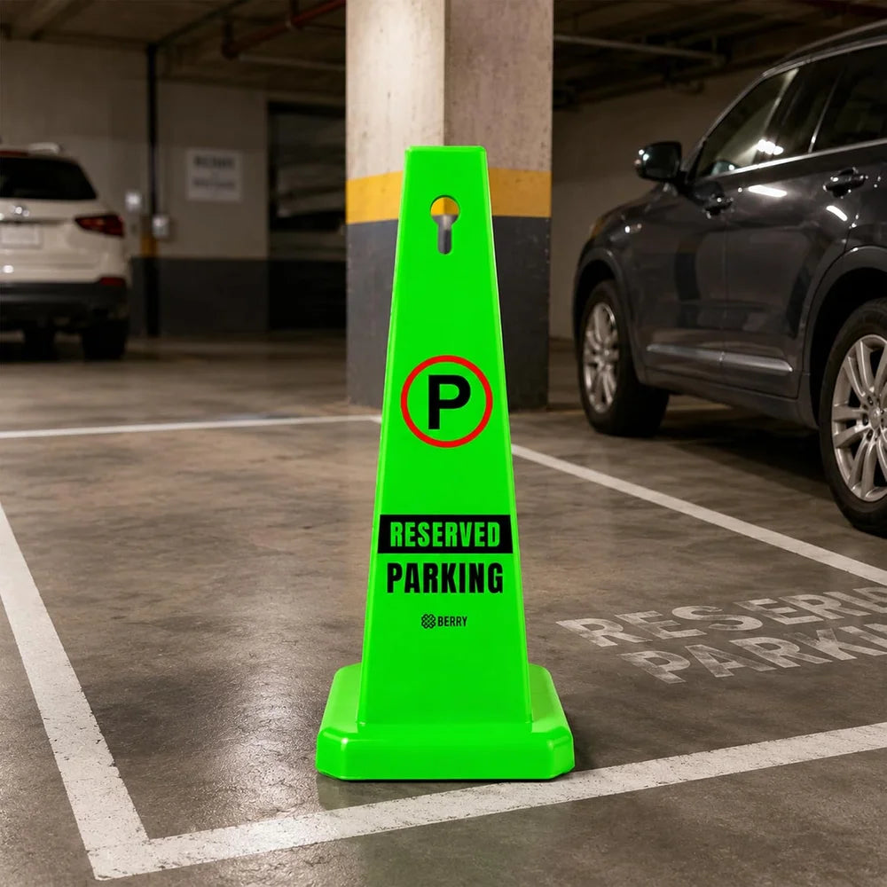 green parking reservation cone for temporary or permanent reserved parking