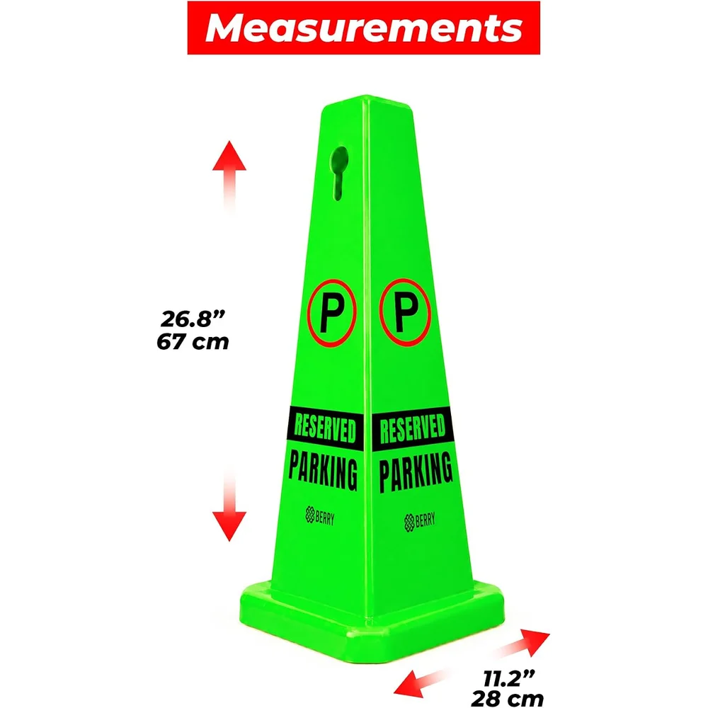 green reserved parking cone for organizing private parking areas
