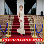 Gold Crowd Control Stanchions 100cm with 1.5m Blue Velvet Rope