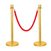 Gold Crowd Control Stanchions 100cm with 1.5m Red Velvet Rope