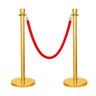 Gold Crowd Control Stanchions 100cm with 1.5m Red Velvet Rope