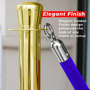 Gold Crowd Control Stanchions 100cm with 1.5m Blue Velvet Rope