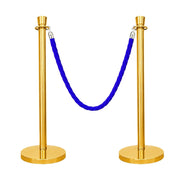 Gold Crowd Control Stanchions 100cm with 1.5m Blue Twisted Rope