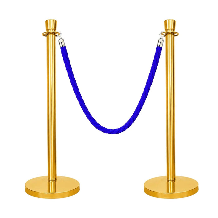 Gold Crowd Control Stanchions 100cm with 1.5m Blue Twisted Rope