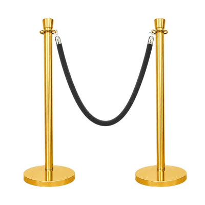 Gold Crowd Control Stanchions 100cm with 1.5m Black Velvet Rope