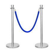 Silver Crowd Control Stanchions 100cm with 1.5m Blue Velvet Rope