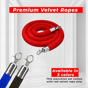 Gold Crowd Control Stanchions 100cm with 1.5m Red Velvet Rope