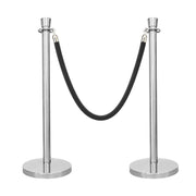 Silver Crowd Control Stanchions 100cm with 1.5m Black Velvet Rope