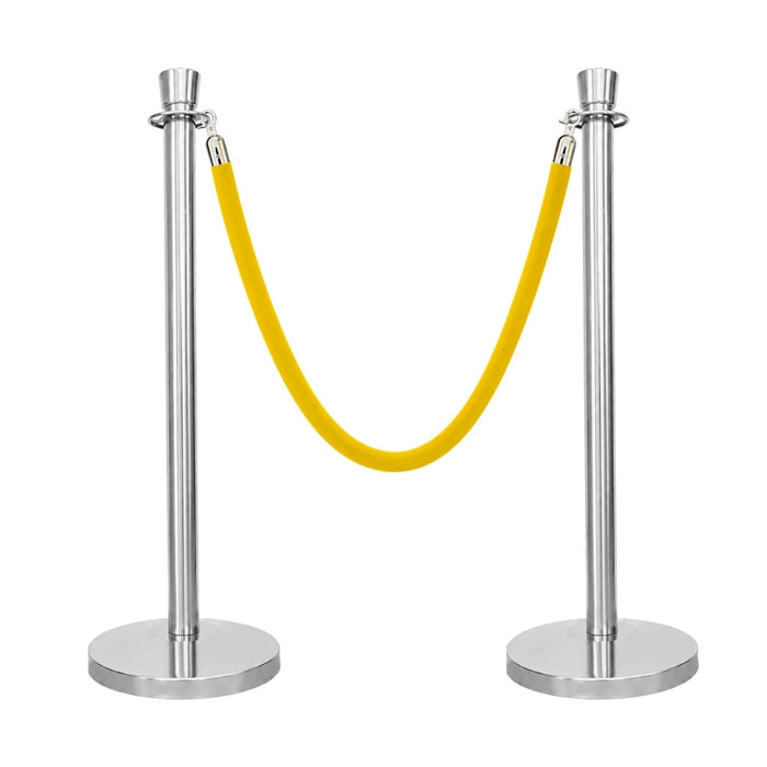 Silver Crowd Control Stanchions 100cm with 1.5m Golden Velvet Rope
