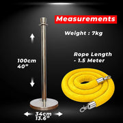 Silver Crowd Control Stanchions 100cm with 1.5m Golden Velvet Rope