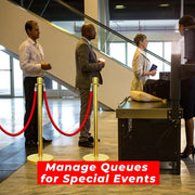 Gold Crowd Control Stanchions 100cm with 1.5m Red Velvet Rope