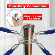 Silver Crowd Control Stanchions 100cm with 1.5m Blue Twisted Rope