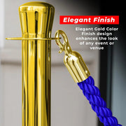 Gold Crowd Control Stanchions 100cm with 1.5m Blue Twisted Rope
