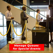 Gold Rope Queue Barriers – 100cm Posts