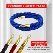 Gold Crowd Control Stanchions 100cm with 1.5m Blue Twisted Rope