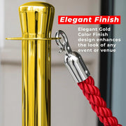 Gold Crowd Control Stanchions 100cm with 1.5m Red Twisted Rope