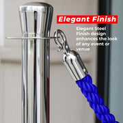 Silver Crowd Control Stanchions 100cm with 1.5m Blue Twisted Rope