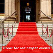 Silver Crowd Control Stanchions 100cm with 1.5m Red Twisted Rope