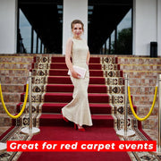 Silver Crowd Control Stanchions 100cm with 1.5m Golden Velvet Rope