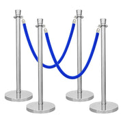 Silver Crowd Control Stanchions 100cm with 1.5m Blue Velvet Rope