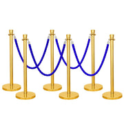 Gold Crowd Control Stanchions 100cm with 1.5m Blue Twisted Rope
