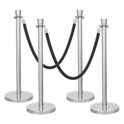Silver Crowd Control Stanchions 100cm with 1.5m Black Velvet Rope