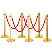 Gold Crowd Control Stanchions 100cm with 1.5m Red Velvet Rope
