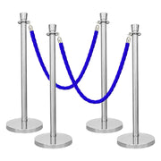 Silver Crowd Control Stanchions 100cm with 1.5m Blue Twisted Rope