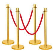 Gold Crowd Control Stanchions 100cm with 1.5m Red Twisted Rope