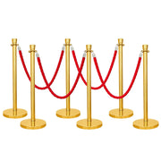 Gold Crowd Control Stanchions 100cm with 1.5m Red Twisted Rope
