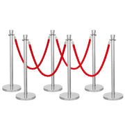 Silver Crowd Control Stanchions 100cm with 1.5m Red Twisted Rope