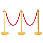 Gold Crowd Control Stanchions 100cm with 1.5m Red Velvet Rope