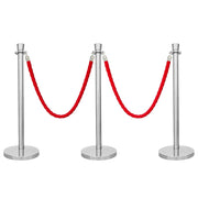 Silver Crowd Control Stanchions 100cm with 1.5m Red Twisted Rope
