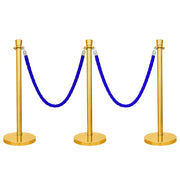 Gold Crowd Control Stanchions 100cm with 1.5m Blue Twisted Rope