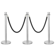 Silver Crowd Control Stanchions 100cm with 1.5m Black Velvet Rope