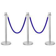 Silver Crowd Control Stanchions 100cm with 1.5m Blue Twisted Rope