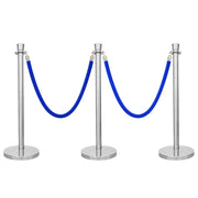 Silver Crowd Control Stanchions 100cm with 1.5m Blue Velvet Rope