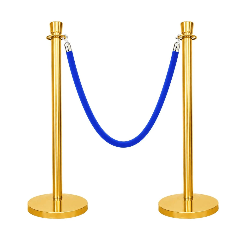 Gold Crowd Control Stanchions 100cm with 1.5m Blue Velvet Rope