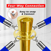 Gold Crowd Control Stanchions 100cm with 1.5m Blue Velvet Rope