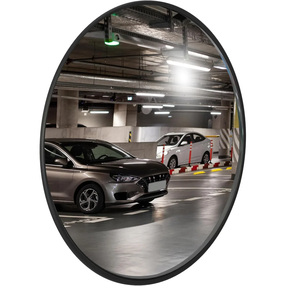black indoor wide angle convex safety mirror for security and visibility