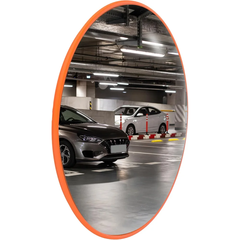 orange indoor wide angle convex safety mirror for security and visibility