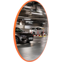 orange indoor wide angle convex safety mirror for security and visibility