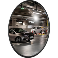 eighty centimeter black indoor and outdoor convex safety mirror with wide angle view for security and visibility